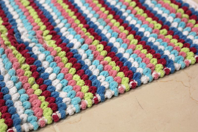 Multi Coloured 100 Cotton Bathroom Mats Set Washable Bath & Pedestal